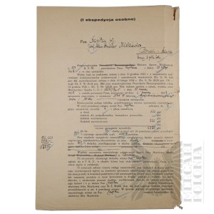 II RP - Pension Card of Capt. Pilot Jozef Mickiewicz, Poznań, Signature of Lt. Col. Eugeniusz Kalinowski - Victim of the Katyn Massacre.