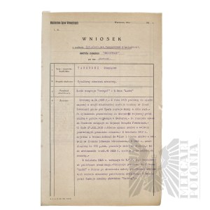 II RP - Application for the award of the Bronze Cross of Merit to Stanislaw Taberski of the 5th Baon of the Border Protection Corps in Luzki.