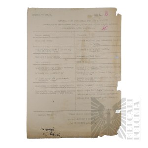 II RP - A copy of the Card of Inspection of the Factual Status of Professional Officers of the Second Division of the General Staff of Brig. Gen. Jerzy Ferek-Bleszynski.