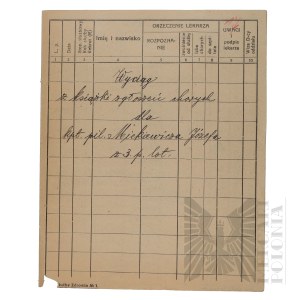 II RP - Excerpt from the Sick Report Book for Pilot Capt. Joseph Mickiewicz.
