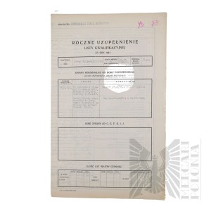 II RP - Roczne Uzupełnienie Listy Kwalifikacyjnej za rok 1924 gen. bryg. Jerzego Ferek-Błeszyńskiego.