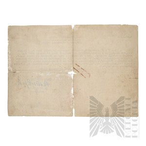 II RP -Corporal Stanislaw Siwek's Certificate of Service as a soldier of the 1st Legion Infantry Regiment of the 1st Brigade and the Polish Positive Corps.