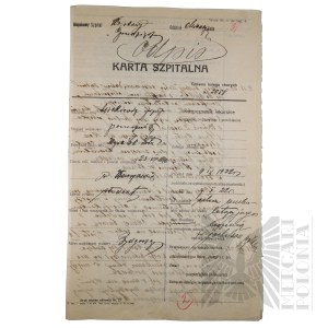II RP - Karta Szpitalna kpt. pil. Józefa Mickiewicza, Szpital Wojskowy w Grudziądzu.