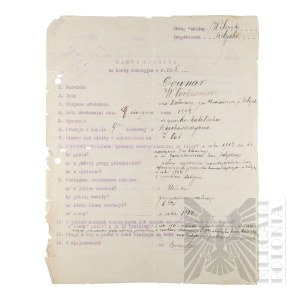 II RP - Entry Card for the Vacation Course in the Year 1925 by Vladimir Downar.