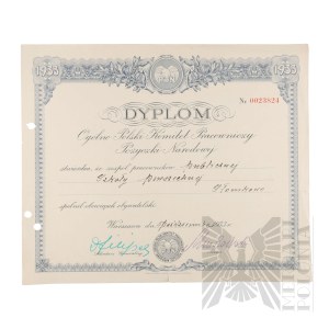 II RP - Diploma of the National Labor Committee for the National Loan of 1933.