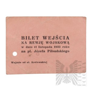 II RP - Bilet Wejścia na Rewię Wojskową.