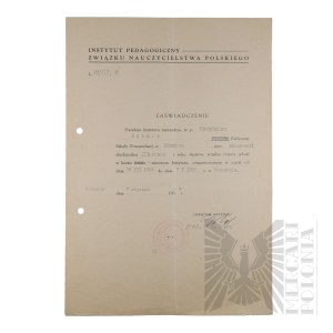 II RP - Certificate of Completion of the Third Year of Studies by Włodzimierz Downar. Warsaw.