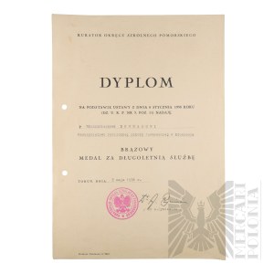 II RP - Diploma of awarding the Bronze Medal for long service to Vladimir Downar.