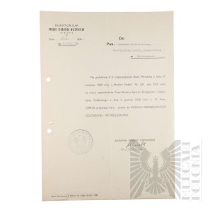 II RP - Diploma of the Award of the Medal of the Tenth Anniversary of Regained Independence to Vladimir Downar.