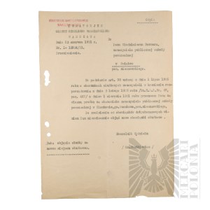 II RP - Odpis Polecenia Przeniesienia Służbowego Włodzimierza Downara.