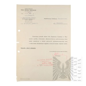 II RP - Letter from the Board of Trustees of the Warsaw District to Wlodzimierz Downar.