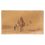 PANKIEWICZ A. - Hunting. Signature watercolor on cardboard.