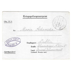 [KORESPONDENCE od oflag]. Dopis na korespondenčním lístku zaslaný z oflagu XII A v Hadamaru (...