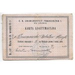ID CARD. C. k. Francis I. University in Lviv. Document issued to Boleslaw Drewniewski, a student of ...