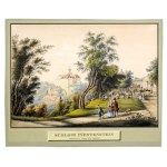 Lithograph with a view of the Książ castle from around 1860.