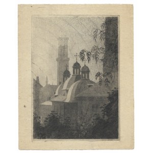 LATOCKI K. - The Wallachian Orthodox Church and the Town Hall Tower. Unsigned etching.