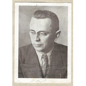 [MORCINEK Gustaw].  Gustaw Morcinek's handwritten dedication on a postcard with his portrait, dat....