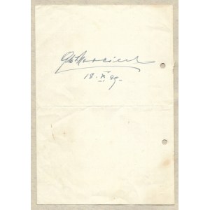 [MORCINEK Gustaw].  Vlastnoruční podpis Gustawa Morcinka na volné kartě s datem 18. XI. 1949.