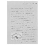 Szymborska W. - Patchwork and handwritten letter dated 11 November 1999.