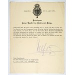 [WILHELM II, Emperor of Prussia (after his abdication)]. Signature of the former emperor under a typed letter addressed to Countess Louisa zu...
