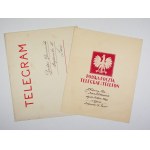 [TELEGRAM 2]. Odręcznie wypełniony ozdobny blankiet telegramowy z 1934.