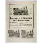 [WEISS Juliusz]. Roessemann i Kühnemann, Juliusz Weiss we Lwowie [...] dostarczają lokomotyw parowych oraz bez paleniska...