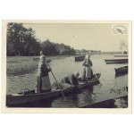 Photo-Plat - Women on a boat on the River Styra in Polesia in a 1930s photograph.