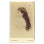 Radom, J. Grodzicki - girl with long hair in portrait photograph from not before 1885.