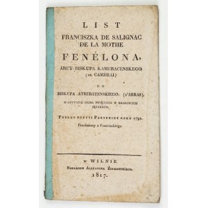 FÈNELON F. - List o čítaní Písma v národných jazykoch. Vilnius 1817