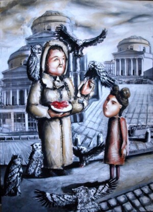 Polski Thomas, Babcia karmiąca sowy na Placu Trzech Krzyży i wnuczka