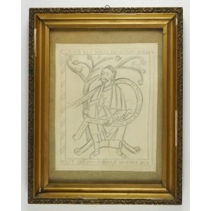 BRZESKI Janusz Maria (1907-1957) - Jesse. [Projekt witrażu?]. Rysunek ołówkiem,...