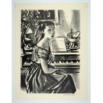 MENKES Zygmunt (1896–1986) – Hudební salon. Litografie z roku 1953, sign.
