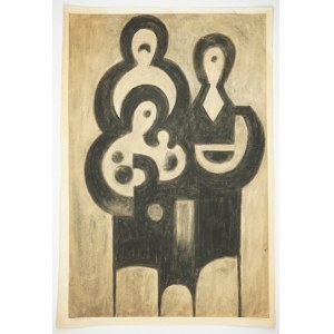 WAŁACH Stanisław (1919–1983) – Rodina I. Signováno: kresba tuší s lavírováním. 1960.