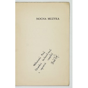 HERTZ, P. – Night Music. 1935. Dedication by the author to E. Kozikowski