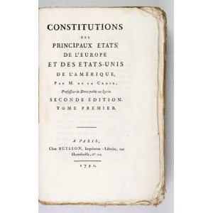 Constitutions des principaux états de l'Europe. T. 1-5. 1791. Z tekstem Konstytucji 3 Maja.