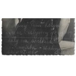 [CALMA, Wiktoria (Vittoria)]. A handwritten dedication by Wiktoria Calma on a photograph from 1945.