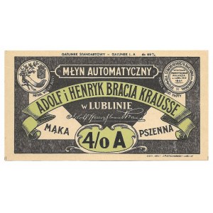 [KRAUSE Brothers, Lublin]. Adolf and Henryk Krausse Brothers' Automatic Mill in Lublin. Wheat flour 4/...