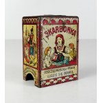 [PIGGY BANK]. An incomplete metal piggy bank featuring sayings that encourage children to save money.