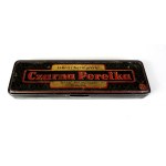 [ISKRA and Karmański, published by M. Chyżewski, Kraków]. Empty metal pencil case, Czarna Perełka.