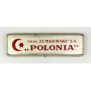 [MAJEWSKI Stanisław, Tow. Akc. Fabryk Ołówków, Pruszków]. Puste metalowe pudełko do ołówków Polonia.