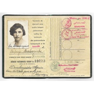 Identity card issued to Stefania Dorobczyńska by the Regional Directorate of the State Railways in Warsaw on April 1, 193...