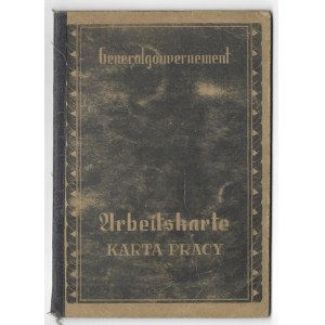 Work permit (Arbeitskarte) issued to Maria Lisak (née Rachwalik) of Kraków on December 17, 1942, in Kraków.