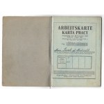Work permit (Arbeitskarte) issued to Maria Lisak (née Rachwalik) of Kraków on December 17, 1942, in Kraków.