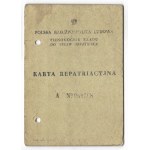 Repatriation CARD issued to Józef Muśnik, who had arrived from the USSR, on November 21, 1958, in Biała Podlaska by the Representative of the Republic...