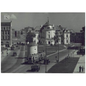 Warsaw, L. Lelewicz – The Gruba Kaśka Well and the Radziwiłł Palace in a photograph from 1949