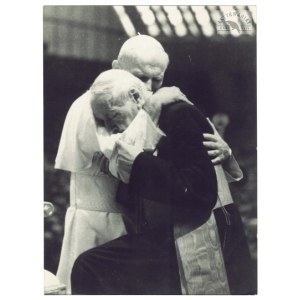 John Paul II and Stefan Wyszyński—embracing during the first papal audience,...