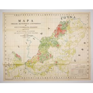 Map of the Lithuanian-speaking area in Poland. Circa 1930.
