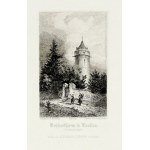 The Bracka Tower in Lubań, depicted in a late 19th-century aquafort
