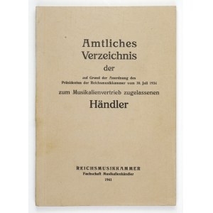 OFFICIAL List of Music Publishers Compiled Pursuant to the Order of the President of the Reich Music Chamber of July 30, 1934, Regarding Music...