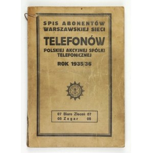 SPIS abonentów warszawskiej sieci telefonów. Rok 1935/36